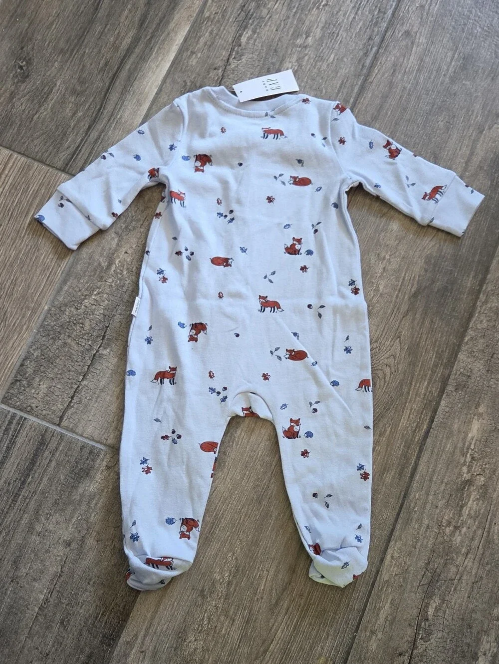 GAP Baby NWT 0-3 Months Blue Fox One-Piece Footie Romper